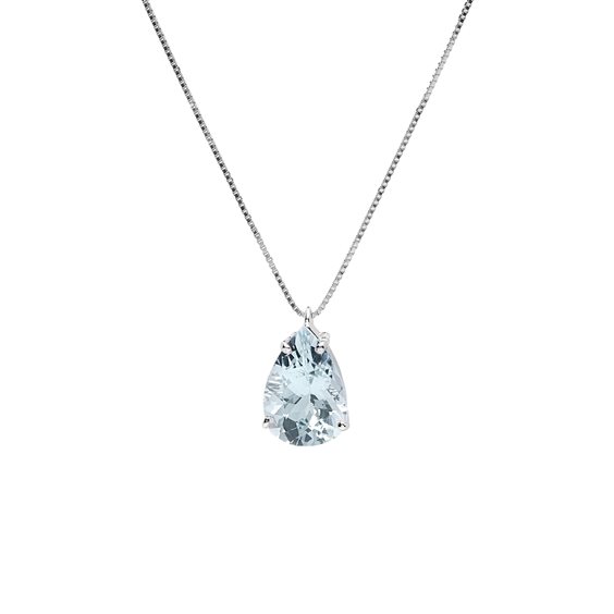 Pendente Promesse Donna in Oro bianco Acquamarina 0.30 Ct PA7 - PA7